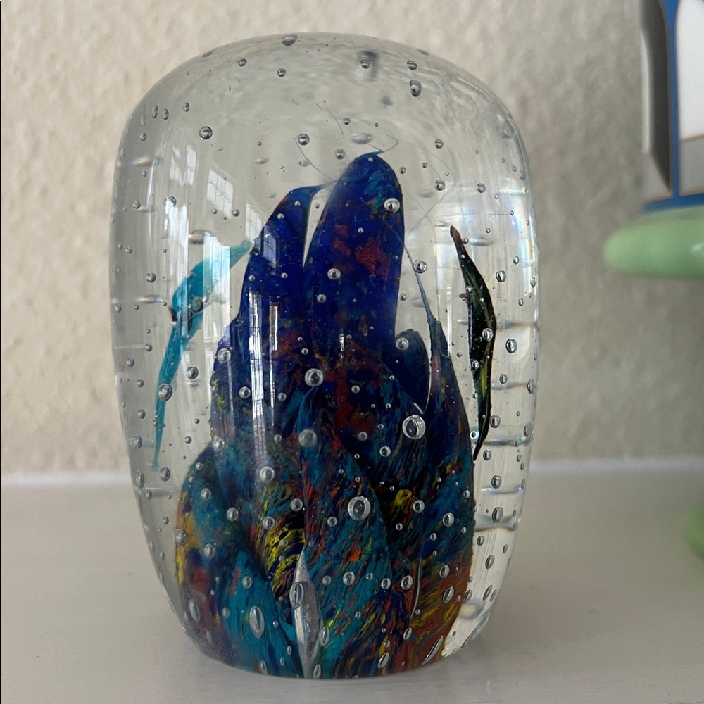 Murano Style Art Glass Paperweight Aquarium Fish Seahorse Colorful Decor kosta - Picture 4 of 7
